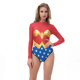 Silver or Gold Wonder Woman Long Sleeve One Piece Swimsuits Beach Bodies