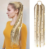 24" Beaded Boho Braided Ponytail Extension Viking Ties Dreadlock Synthetic Hairpiece