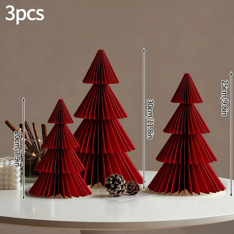 Christmas Paper Honeycomb Decorations Ball Folding Christmas Tree Table 3D Ornaments
