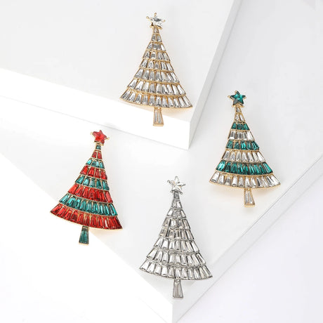 Rhinestone Christmas Tree Brooches