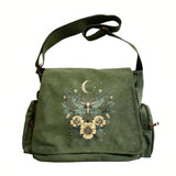 Luna Moth Butterfly Print Canvas Shoulder Bag Crossbody Messenger Bag