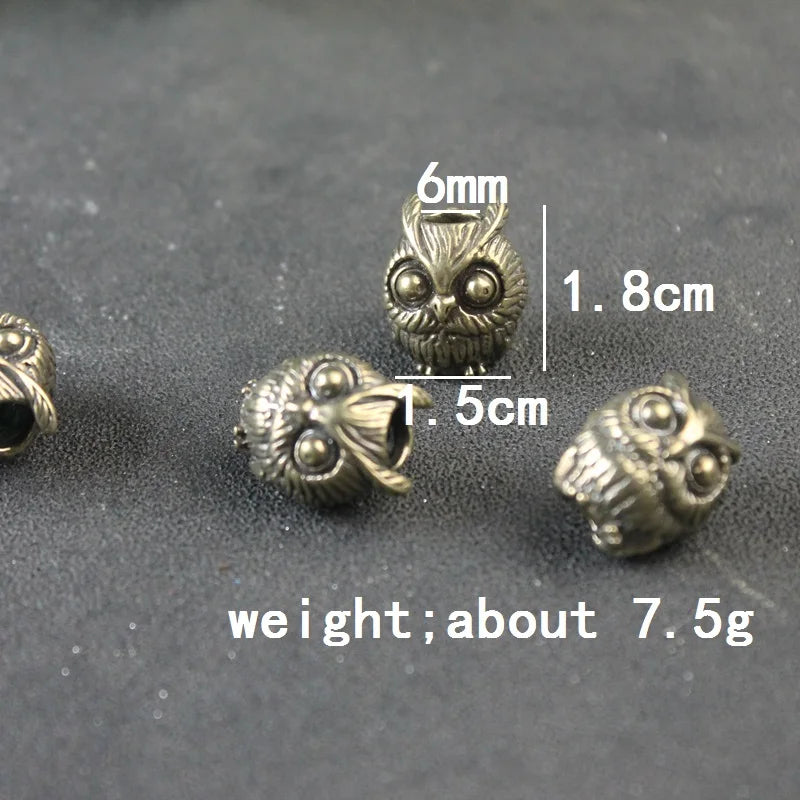 Cute Owl Brass Paracord Beads Lanyard Dreadlock Beard Bead