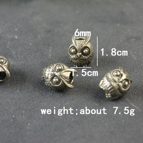 Cute Owl Brass Paracord Beads Lanyard Dreadlock Beard Bead