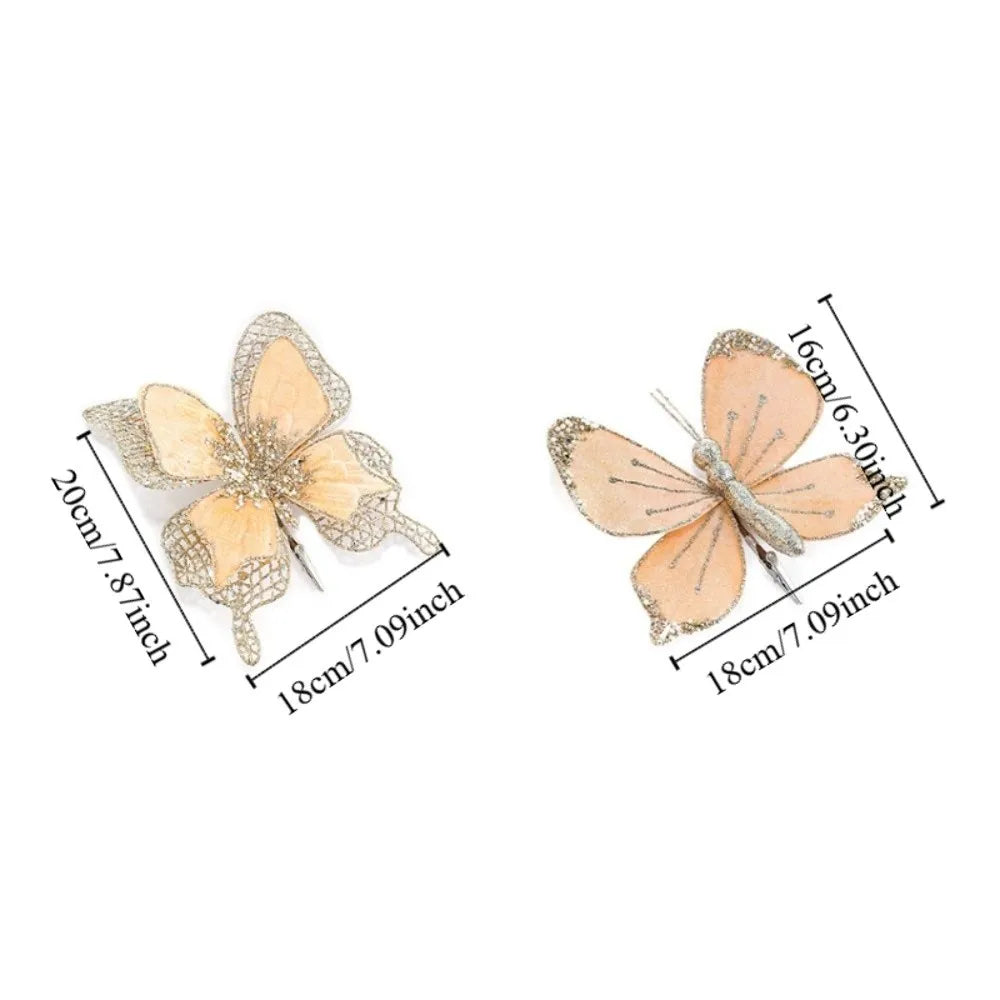 Sparkling Christmas Butterfly Pendant Glitter with Clip Xmas Tree Decoration