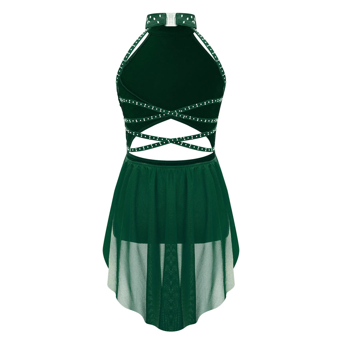 Girls Dance Performance Rhinestone Fringed Dress Figure Ice Skating Dancewear
