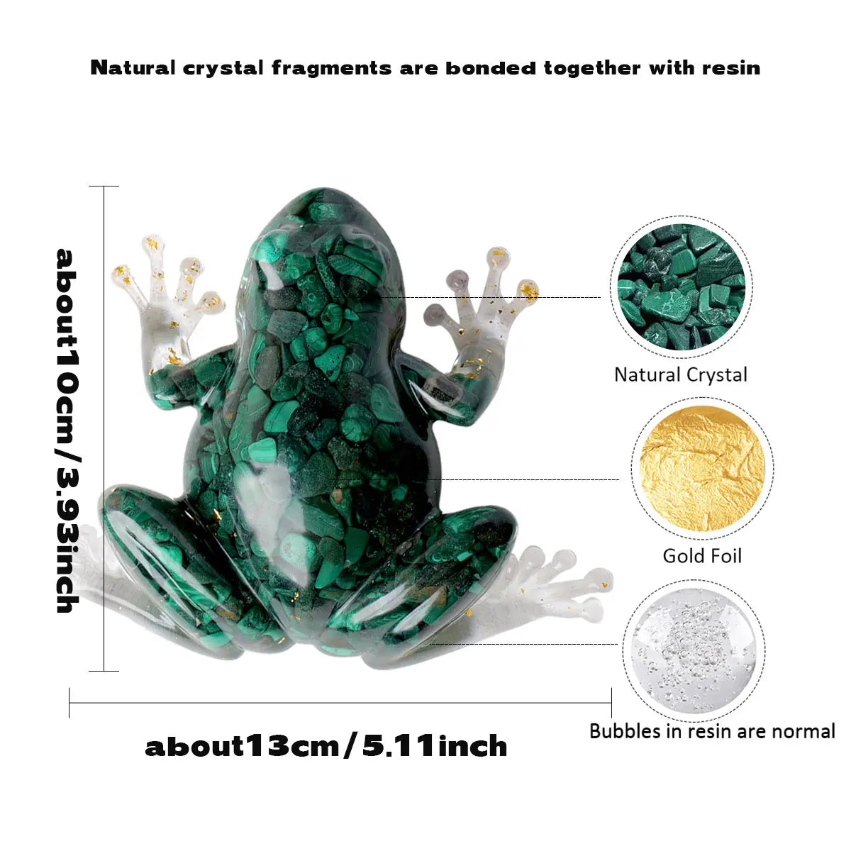 One Natural Malachite Rough Stone Frog Figurine