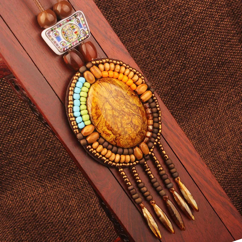 Handmade Beaded Leather Boho Necklaces