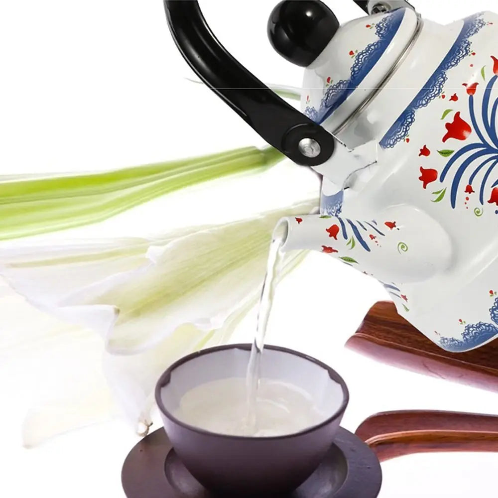 Enamel Tea Kettle 1.1L, 17L or 2.5L Stove Top Tea Pot No Whistling
