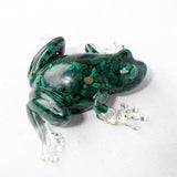 One Natural Malachite Rough Stone Frog Figurine