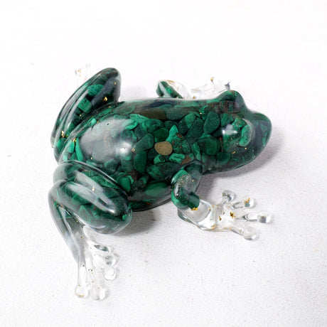 One Natural Malachite Rough Stone Frog Figurine