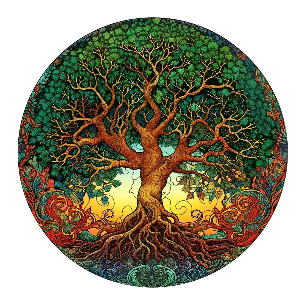 Tree of Life Wooden Jigsaw Puzzle Irregular Animal Shaped Pieces
