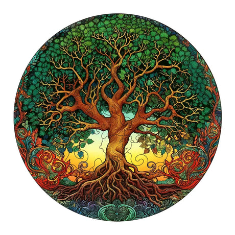 Tree of Life Wooden Jigsaw Puzzle Irregular Animal Shaped Pieces