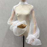 Chiffon Full Sleeves Shoulder Neck Covers Cosplay Dance Performance Wear