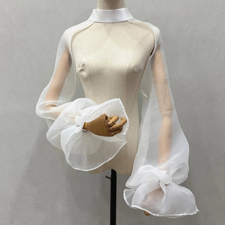 Chiffon Full Sleeves Shoulder Neck Covers Cosplay Dance Performance Wear