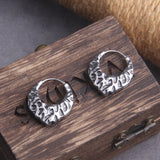 Viking V Stainless Steel Huggie Hoop Earrings for Men with Wooden Box