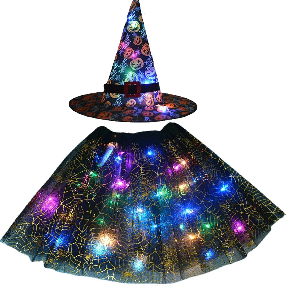 LED Witch Stars Tutu Skirt Glow Party Costumes Halloween