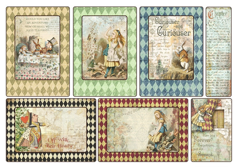 Vintage Alice In Wonderland Theme Scrapbooking Stickers