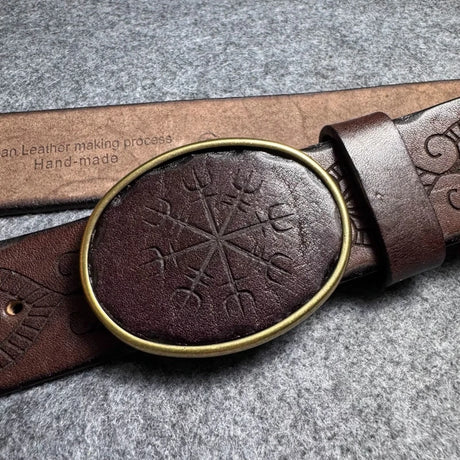 Totem Genuine Leather Men's Belt Thick Cowhide Pure Copper Buckle
