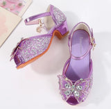 Party Shoes for Girls Glittery Butterfly Mary Jane Sandals Purple Gold Pink Blue