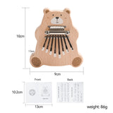 Bear Kalimba 8 Key Mini Thumb Piano Montessori Musical Instrument Toys for Children