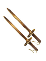 Set of Two 40cm Burnt Finish Wooden Toy Swords LARP Props Outdoor Imaginative Play