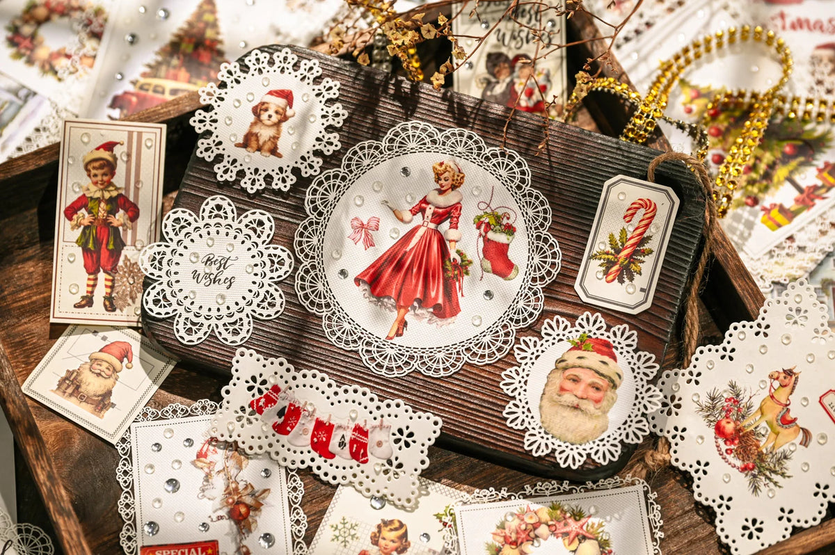 3 Sheet Large Christmas RUB ON Transfer Stickers Junk Journal DIY Scrapbooking Craft Stickers