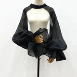 Chiffon Full Sleeves Shoulder Neck Covers Cosplay Dance Performance Wear