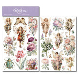 2 Sheet RUB ON Fairy Stickers Junk Journal Craft Transfer Rose Butterfly Stickers DIY Scrapbooking Craft Stickers
