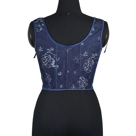 Blue Rose French Renaissance Corset Tops Lace-up Overbust Corset