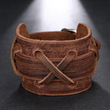 Genuine Leather Wristband Bracelet for Men Handmade Wrist Cuff