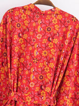 Red Flower Boho Cover Up Kimono