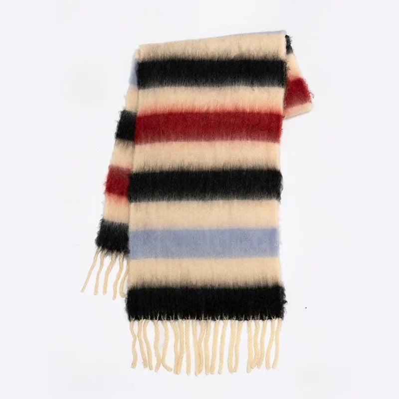 Rainbow Striped Mohair Scarf