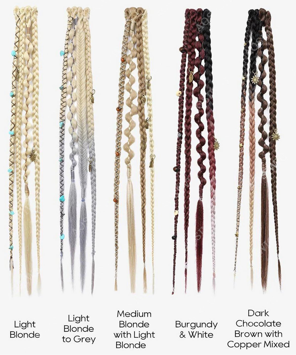 2pc Ombre Synthetic Fae Braids Hair Extensions Clip in Hairpieces