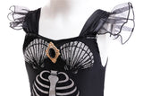 Halloween Mermaid Skeleton Costume Sets Gothic Girls Black Dress