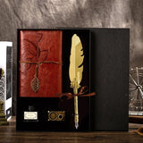 Golden Feather Quill Pens Set Dip Fountain Pens Ink Stationery Writing Gift Box Sets