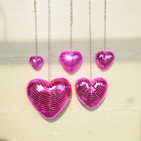 Love Heart Disco Ball Hanging Decoration with Chain