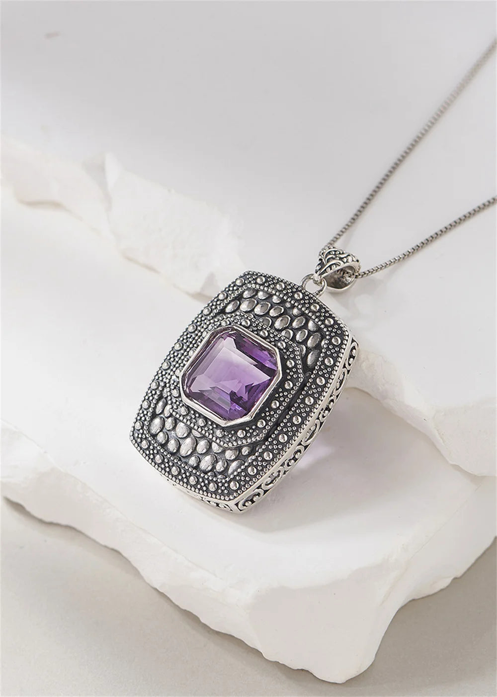 Tiarn's Token S925 Sterling Silver Pendants Tangent Plane Amethyst