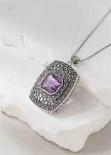 Tiarn's Token S925 Sterling Silver Pendants Tangent Plane Amethyst