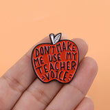 'Don't Make Me Use My Teacher Voice' Apple Enamel Pin Brooches Badge Lapel Pin