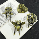 Bronze Metal Book Clips Bee Dragon Rose Sunflower Bookmark