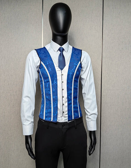 Vintage Circus Men's Boned Waistcoat Corset Vest Lace Up Burlesque Performance Stage Costume