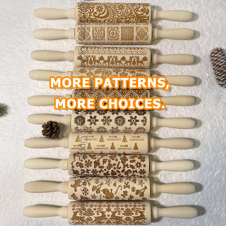 Christmas Wooden Embossing Print Rolling Pins