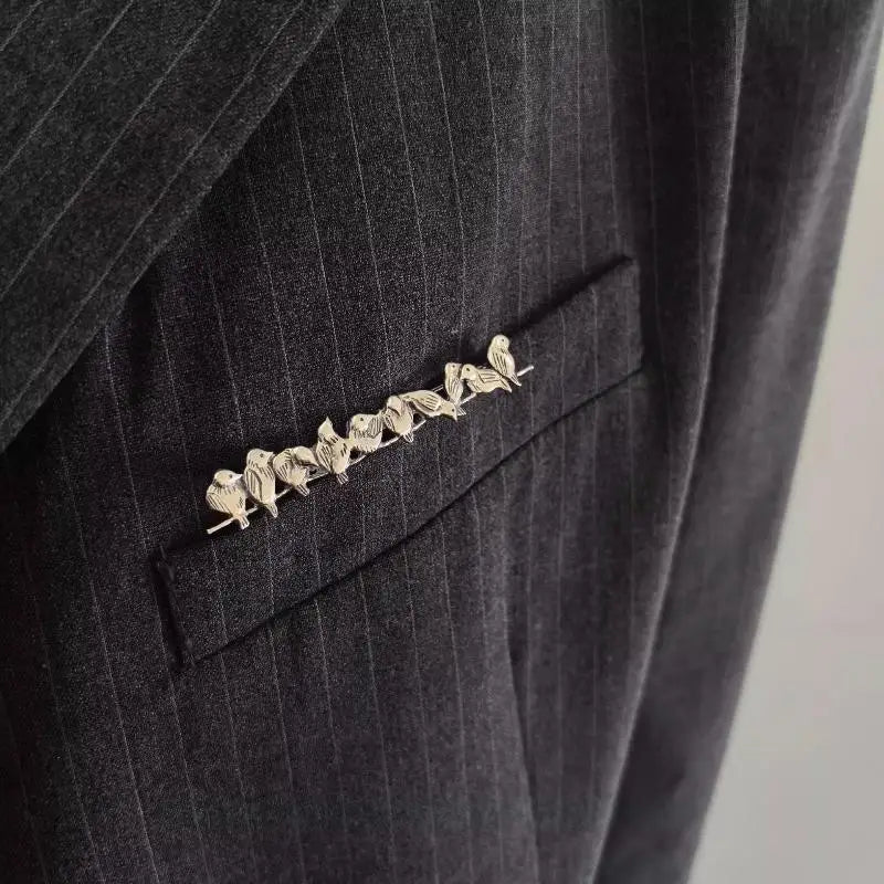 Birds on a Wire Suit Pocket Brooch