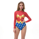 Silver or Gold Wonder Woman Long Sleeve One Piece Swimsuits Beach Bodies
