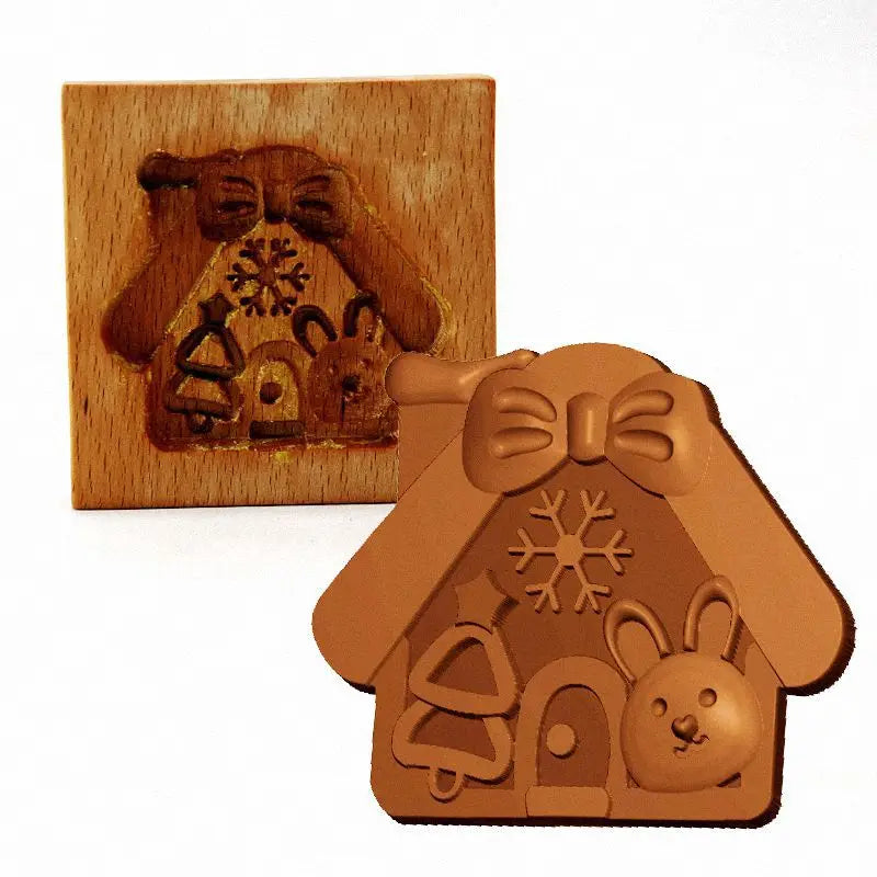 Seasonal Holiday Wooden Cookie Moulds Baking Tools Gifts for Bakers