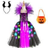 Girls Witch Ghost Vampire Halloween Costume Fluffy Tulle Dress