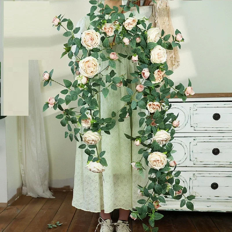 Artificial Sweetheart Roses Silk Fake Flowers Vines Party Decoration