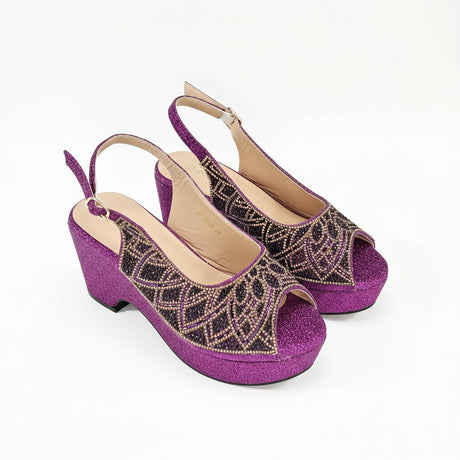 Patty's Peep Toe Shoes and Matching Bag Comfortable Party Shoes Platform Flats