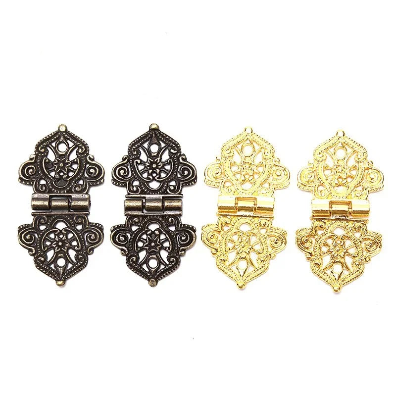 Three Vintage Flower Metal Hinges Furniture Hardware