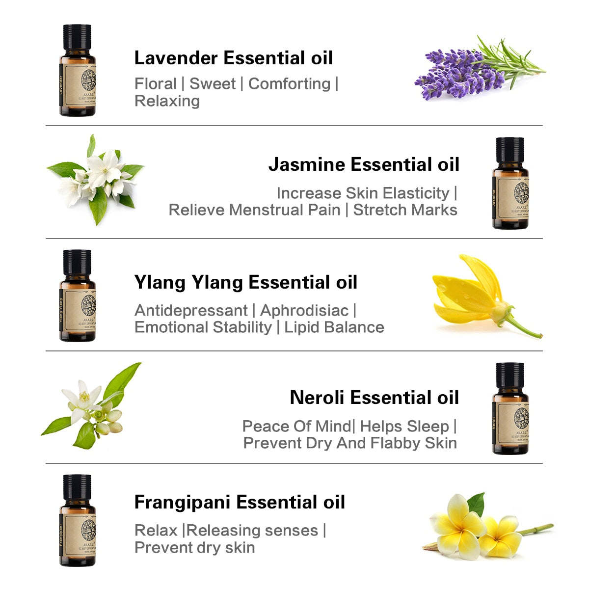 Sets of 10 Flower Essential Oil